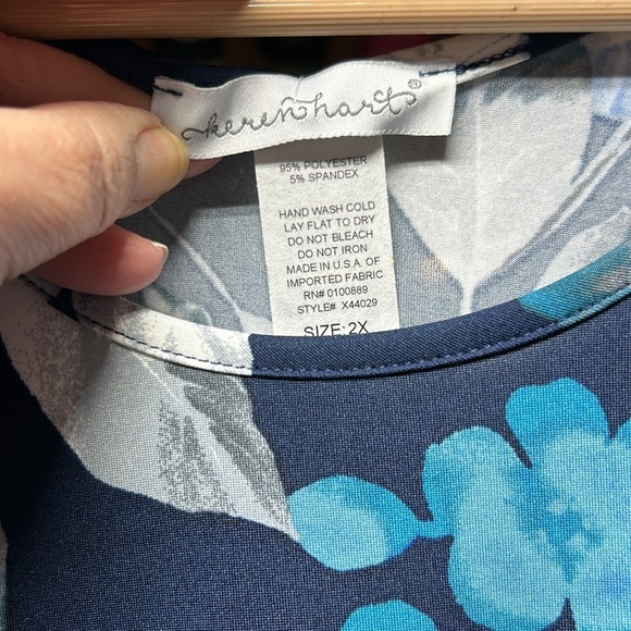 Keren Heart dress size 2X Caribbean blues short sleeve NWT flowing dress thick - Picture 2 of 5